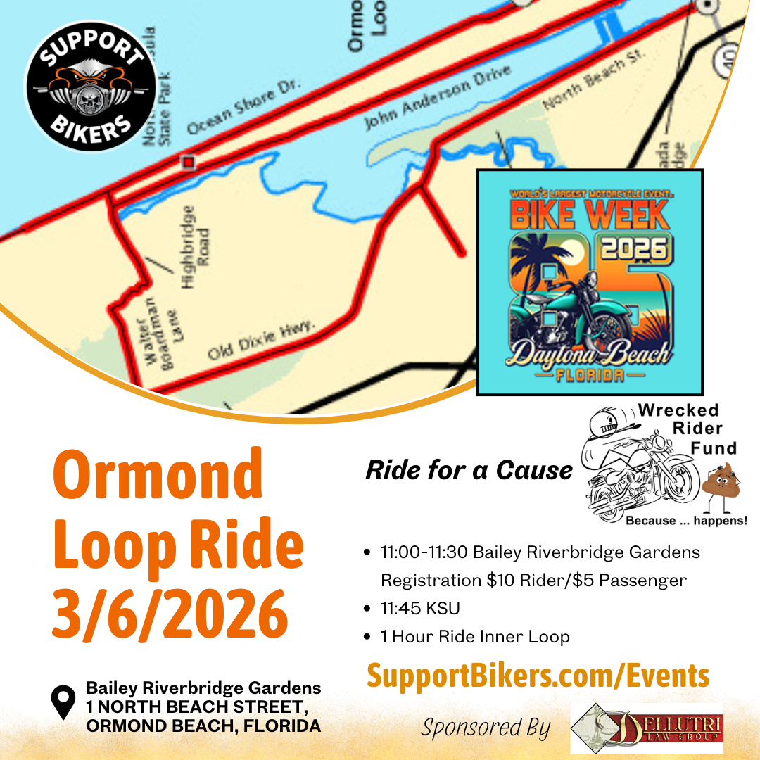Information about a motorcycle ride around the famous Ormond Loop in Daytona Beach Florida on March 6, 2026 - Daytona Bike Week 2026