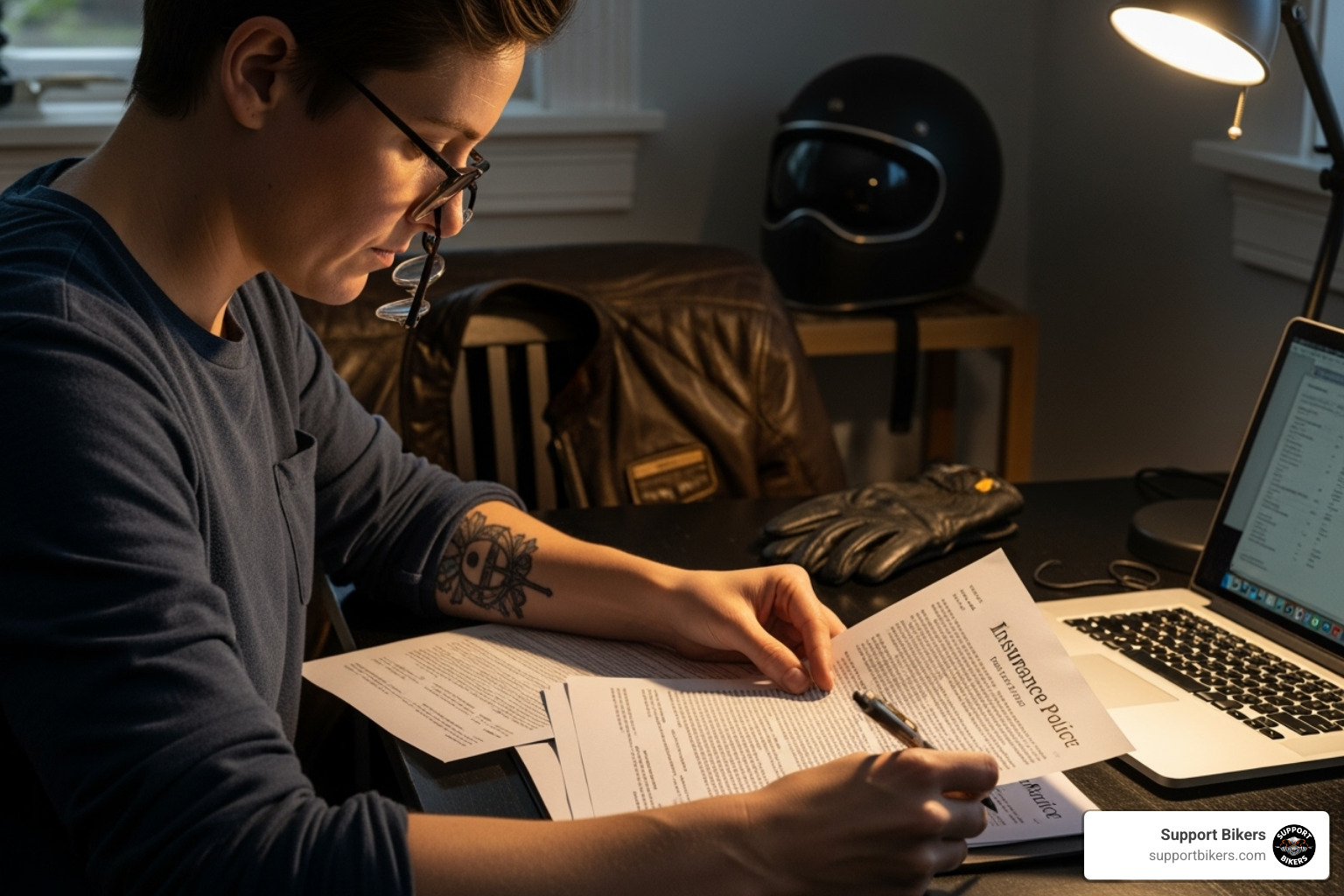 rider reviewing their motorcycle insurance policy - how to appeal insurance denial