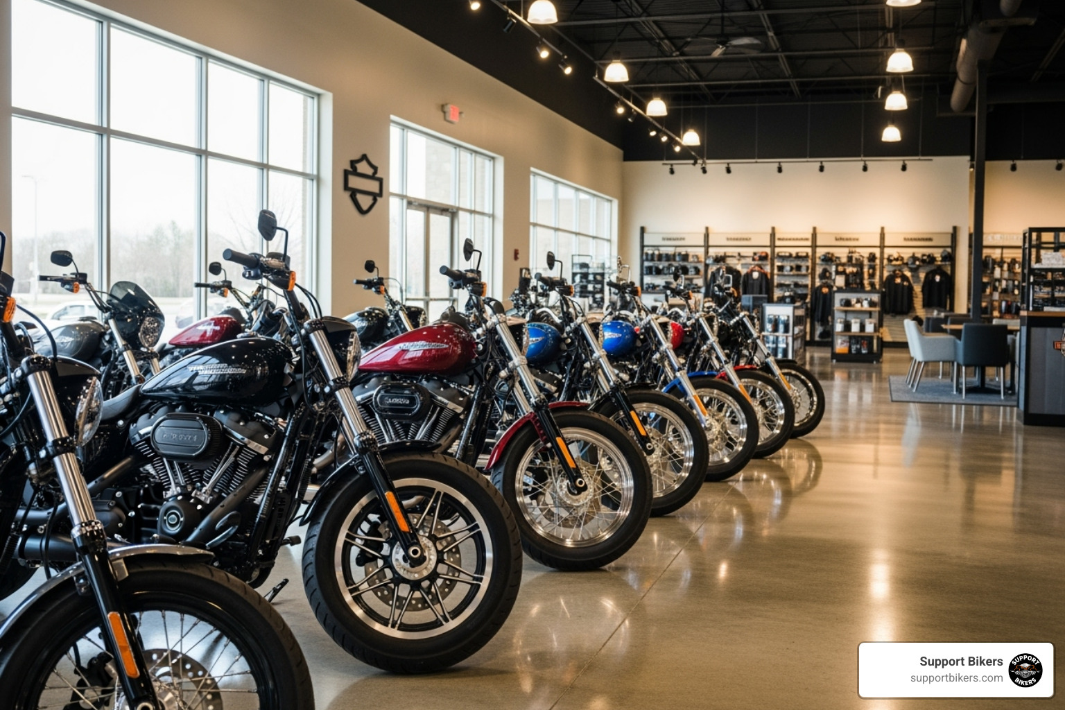 Harley-Davidson Softail models in a dealership - Harley recall 2025