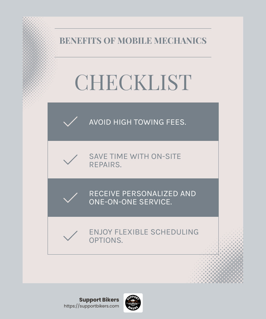 Cost-effective and time-saving benefits of mobile motorcycle mechanics - mobile motorcycle mechanic tucson infographic checklist-light-blue-grey