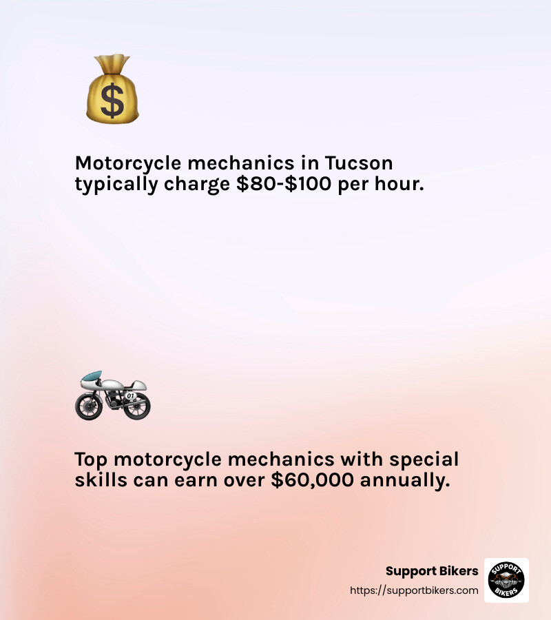 Average salary range for motorcycle mechanics in Tucson - motorcycle mechanic tucson infographic 2_facts_emoji_light-gradient