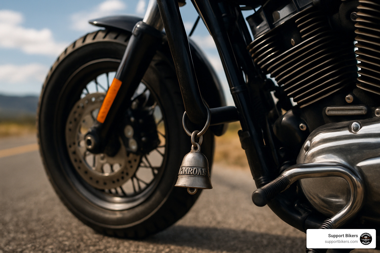 American motorcycle with guardian bell hanging - dad guardian bell