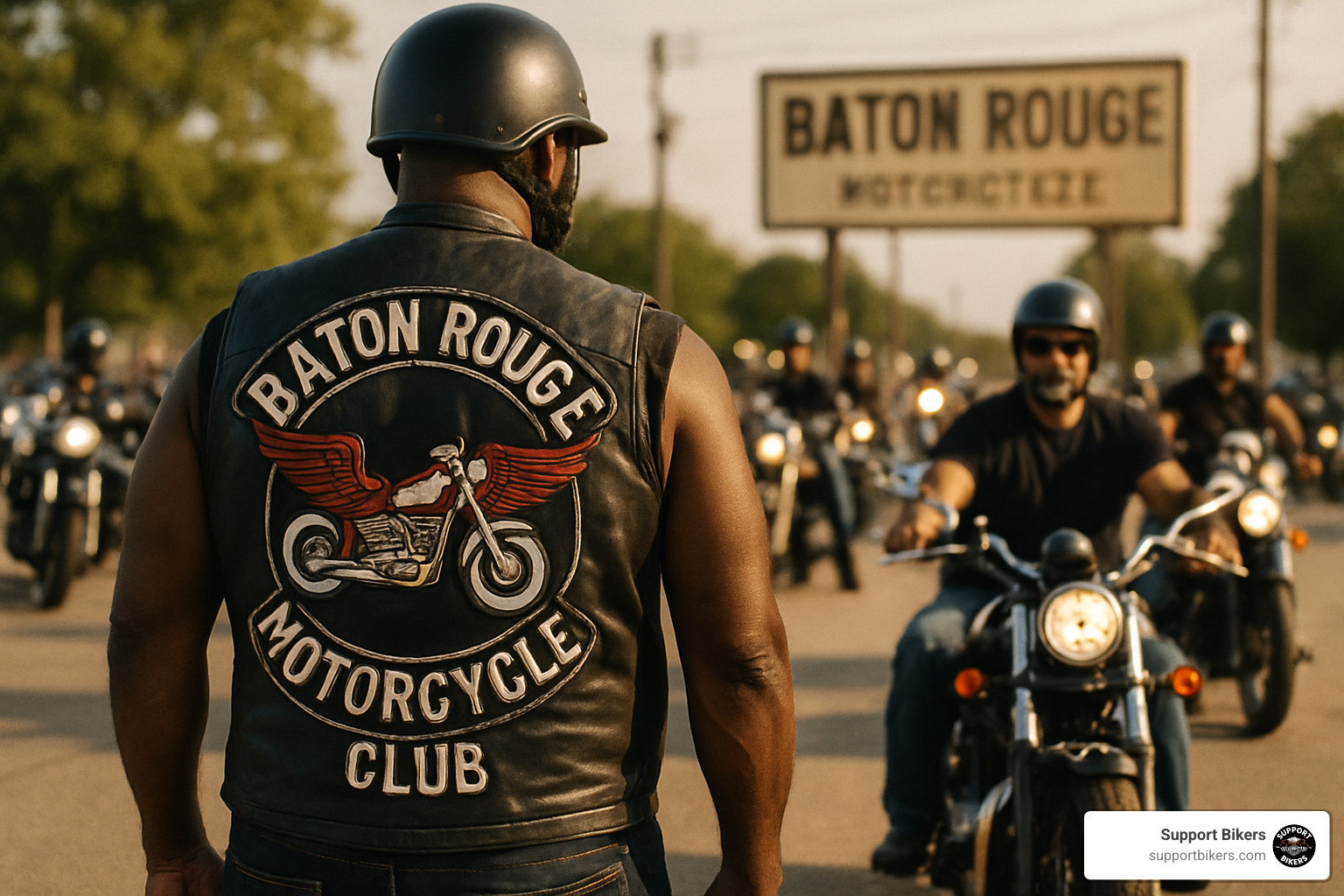 firefighters in brothers keepers mc riding gear - Baton Rouge motorcycle clubs