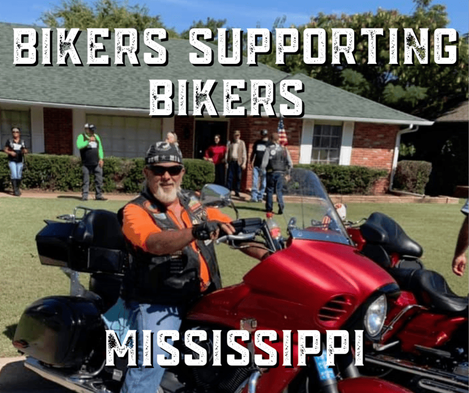 Charity ride lineup with dozens of motorcycles and riders preparing for a fundraising event - biker-owned businesses