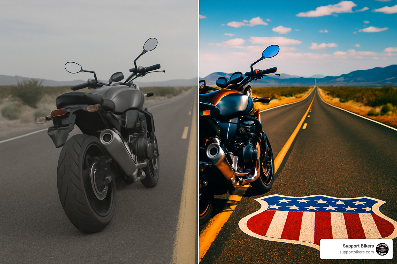 before-after edit split of motorcycle photo - Motorcycle photo shoots