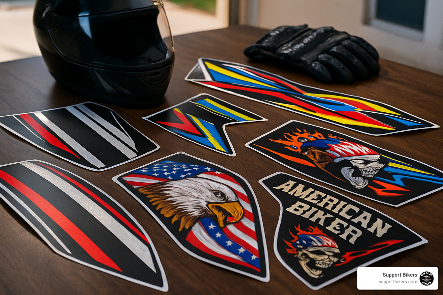 assorted motorcycle helmet decal kits - custom motorcycle helmet decals