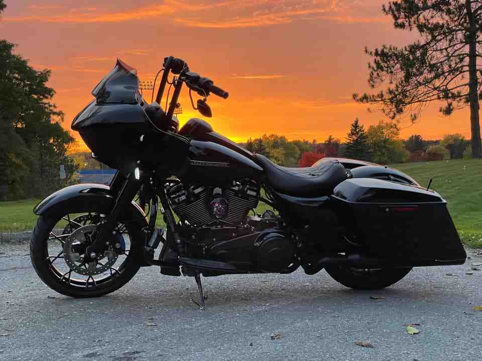 Motorcycle in front of a sunset