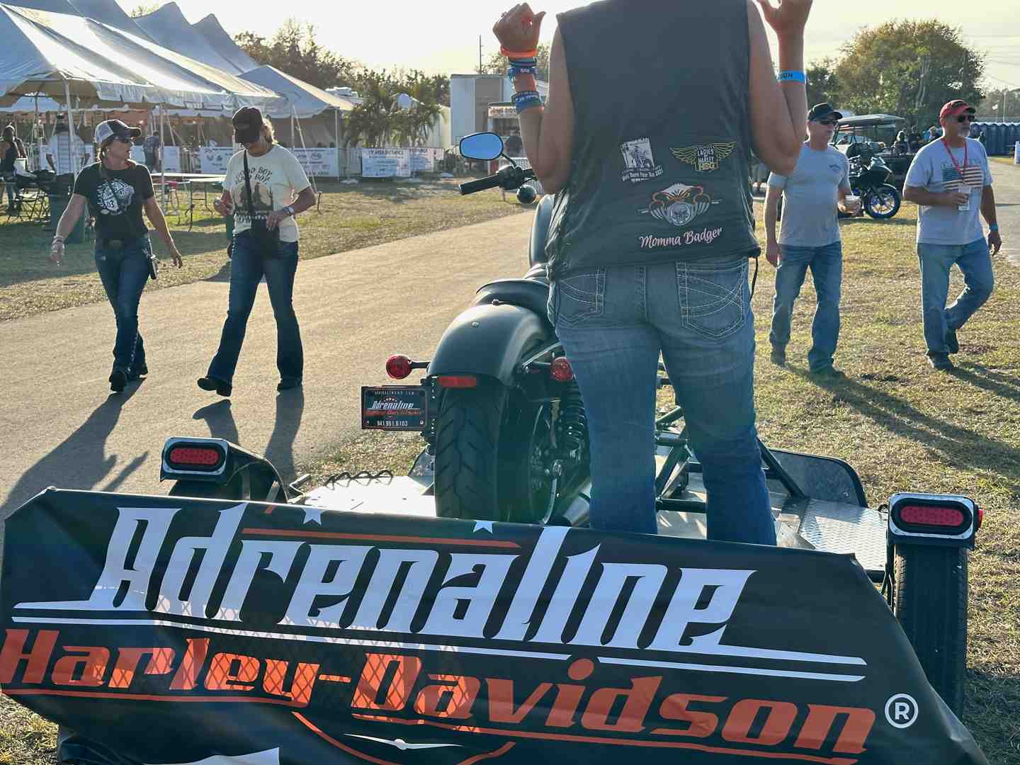 Festival grounds with tents and American-style motorcycles - thunder by the bay 2026