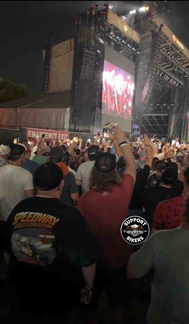 120th Harley Davidson Homecoming concert with a large crowd and stage during Foo Fighters Concert- Harley Davidson rally