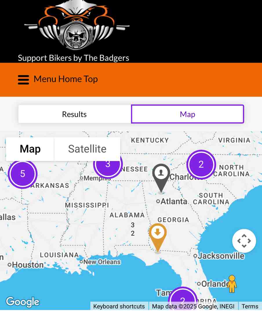 of a smartphone screen showing a map app with several pins indicating motorcycle repair shops. - motorcycle repair shops near me