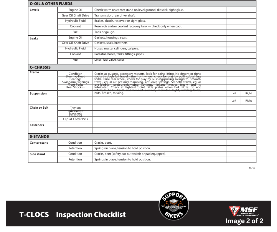 T-Clocs Inspection Checklist 2 of 2