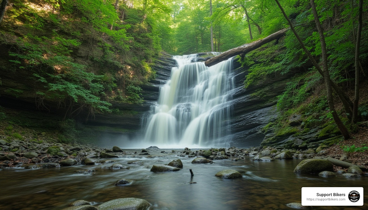 Waterfall in Great Smoky Mountain National Park - bikers north carolina