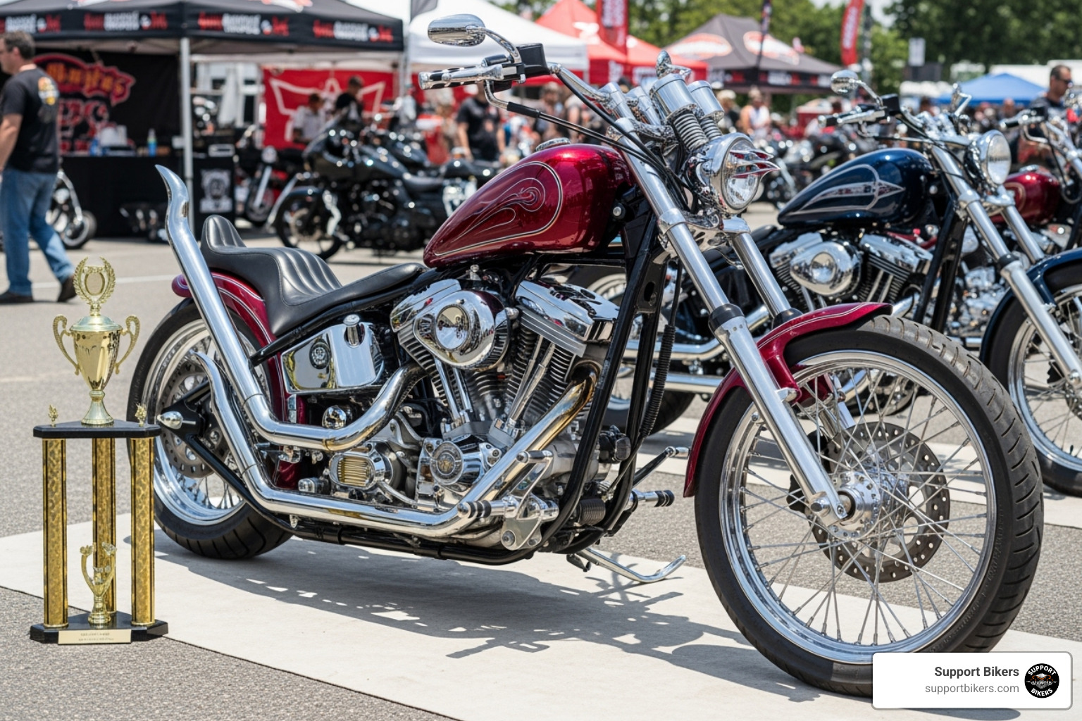 a prize-winning custom bike at a Support Bikers event - Biketoberfest bike shows