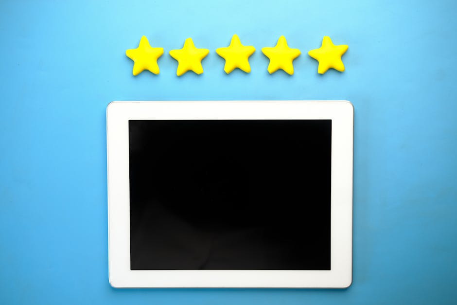 rider leaving 5-star review on tablet - motorcycle business directory