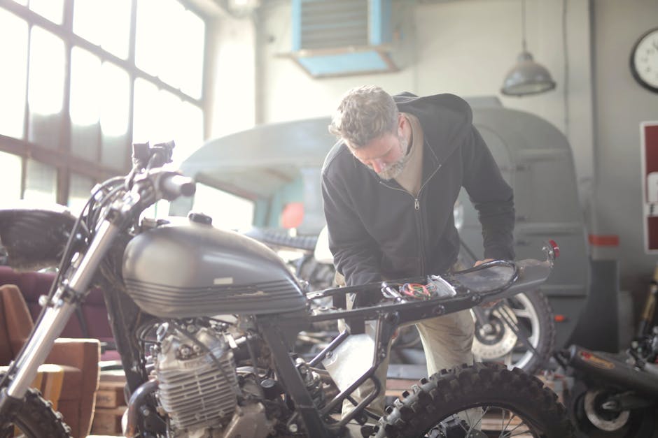 American motorcycle in a professional repair shop - Motorcycle repair shops
