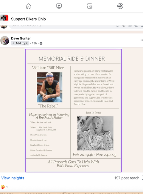 Memorial Ride Dinner for William Bill Nice 1