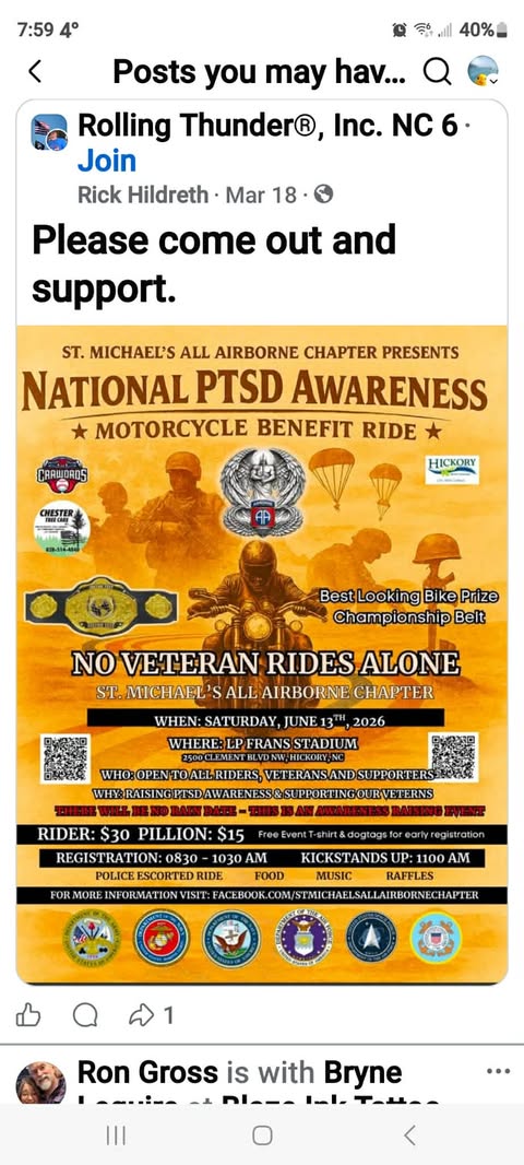 National PTSD Awareness Motorcycle Benefit Ride 2